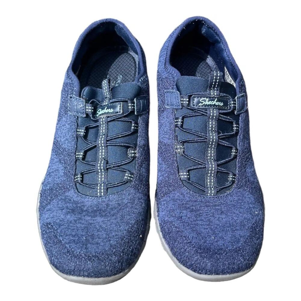 Skechers Shoes Womens 8 Breathe Easy‎ Opportuknity Sneakers 23855 Blue Fabric